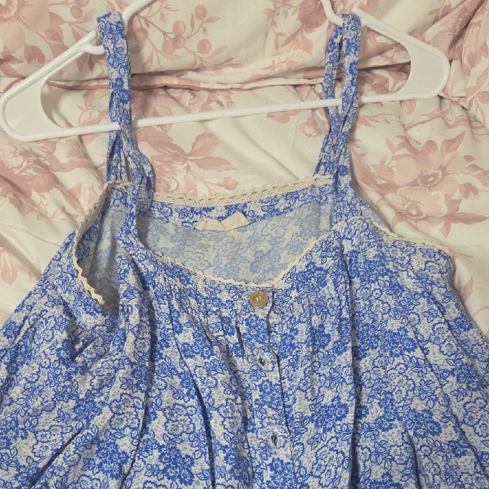 Blue Floral Tank Top